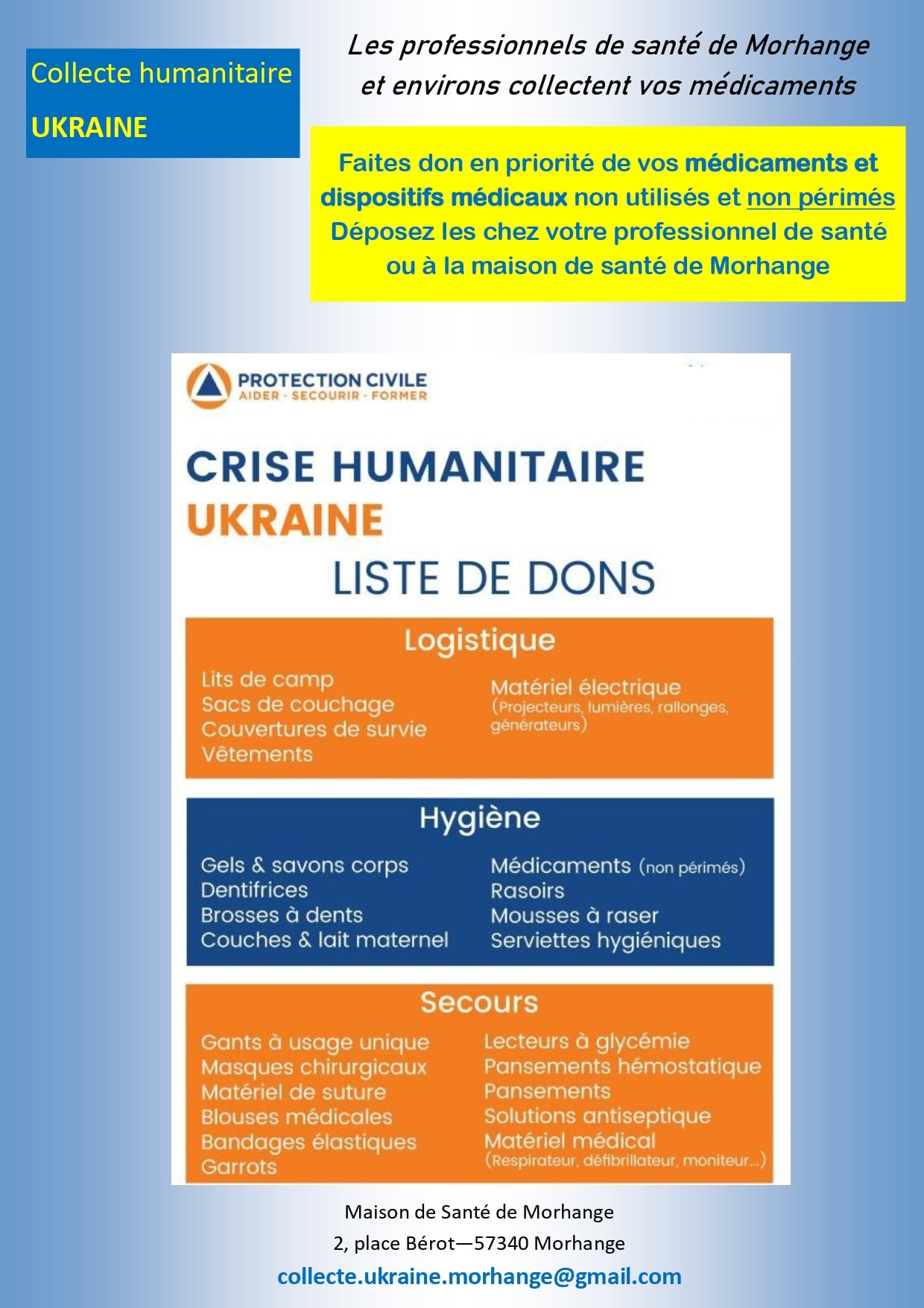 Solidarité UKraine : collecte de médicaments