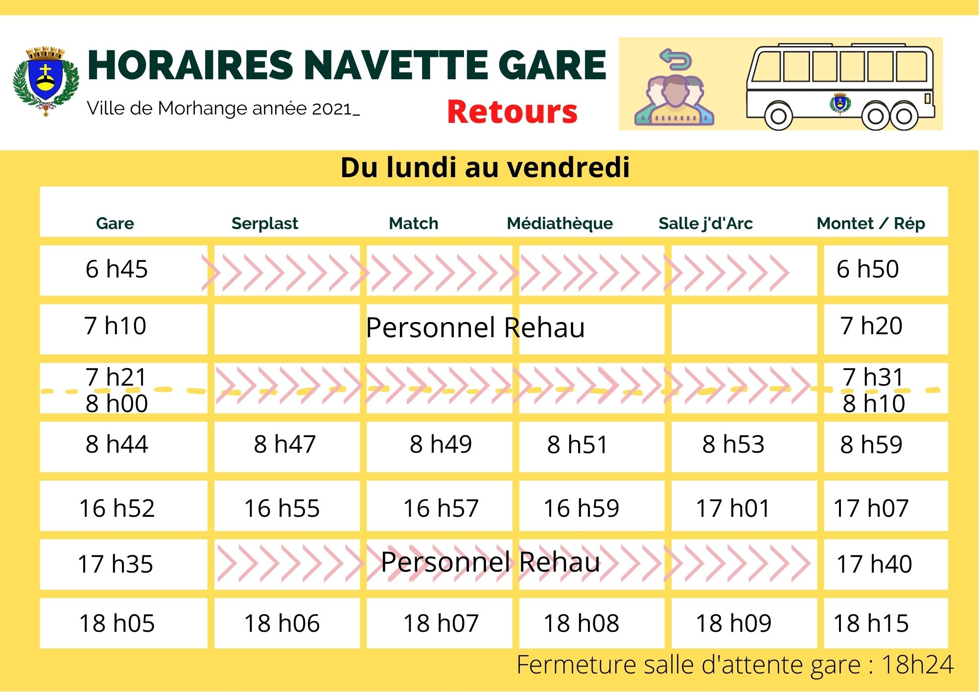 Horaires navette gare